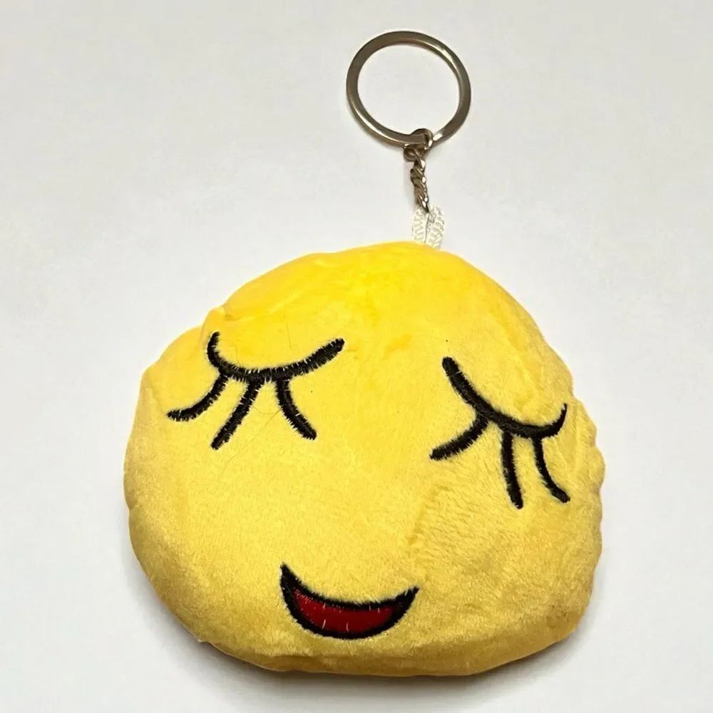 Large Yellow Plush Flirty Emoji Keychain